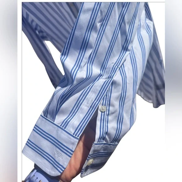 Lauren Ralph Lauren
Plus Size 3/4 Sleeve Striped Button Front Cotton Shirt X3 - Picture 2 of 4